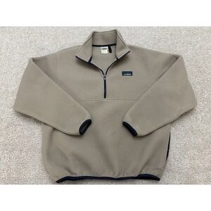 Vintage 90s LL Bean Deep Pile Fleece Pullover Beige 1/2 Zip USA Womens Med